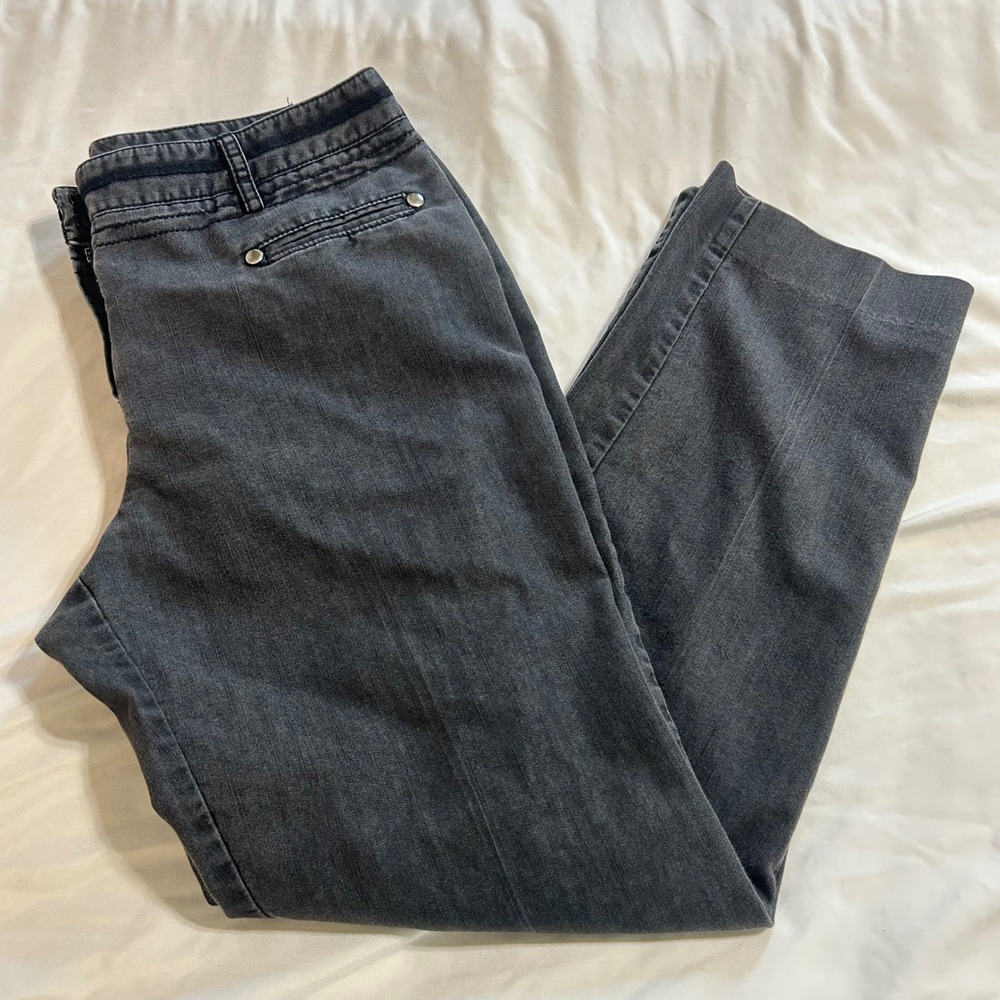 Larry Levine Womens Charcoal Gray Straight Leg Stretch Trousers Pants Size 8